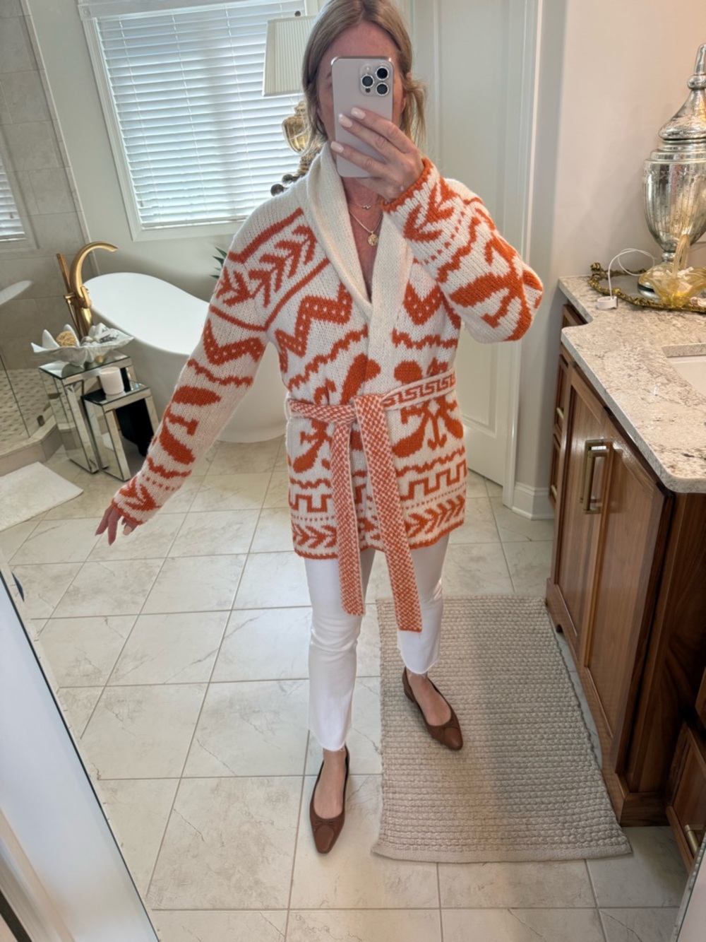 MOTHER Pretty As A Peach Belted Alpaca Wool Cardigan Size S